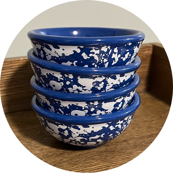 🌺 New Pioneer Woman Mini Dipping Bowls, Set of 4, Retro - Blue Splatter - Picture 3 of 4